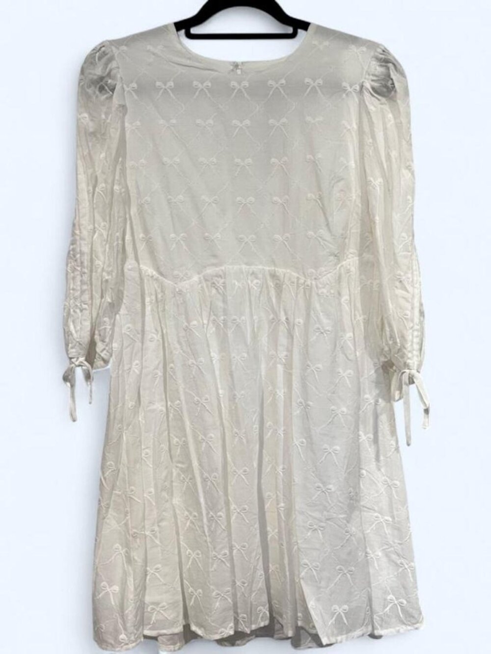 NWT Promesa White Bow Embroidered Coquette Babydoll Dress